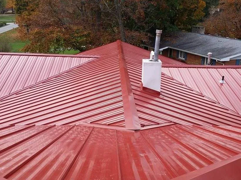 Close detail of a standing seam metal roof panel