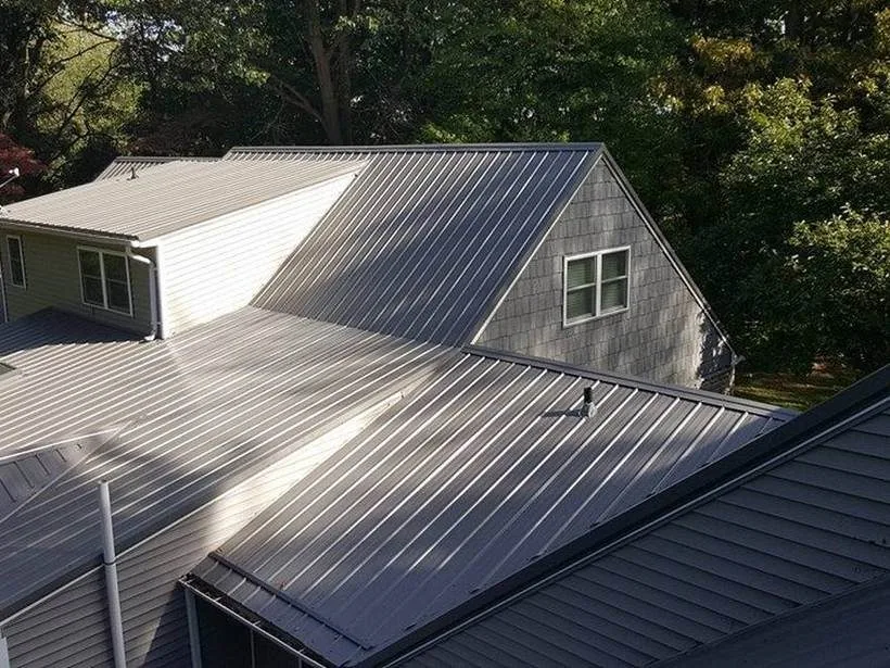 Detail of metal roof trim and fastening